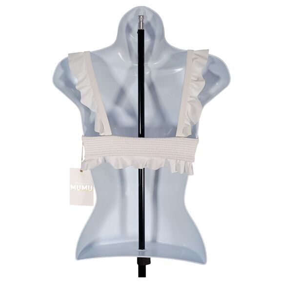 Show Me Your MuMu Bikini Top Women Small White Ruffles - Picture 2 of 5